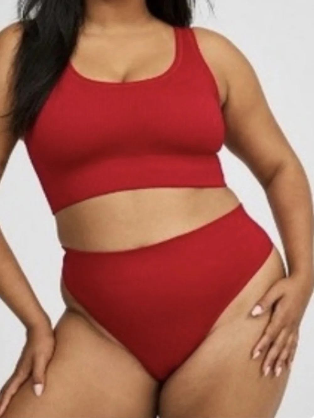 Torrid Seamless Ribbed High Rise Thong Panty Flame Scarlet Red 4